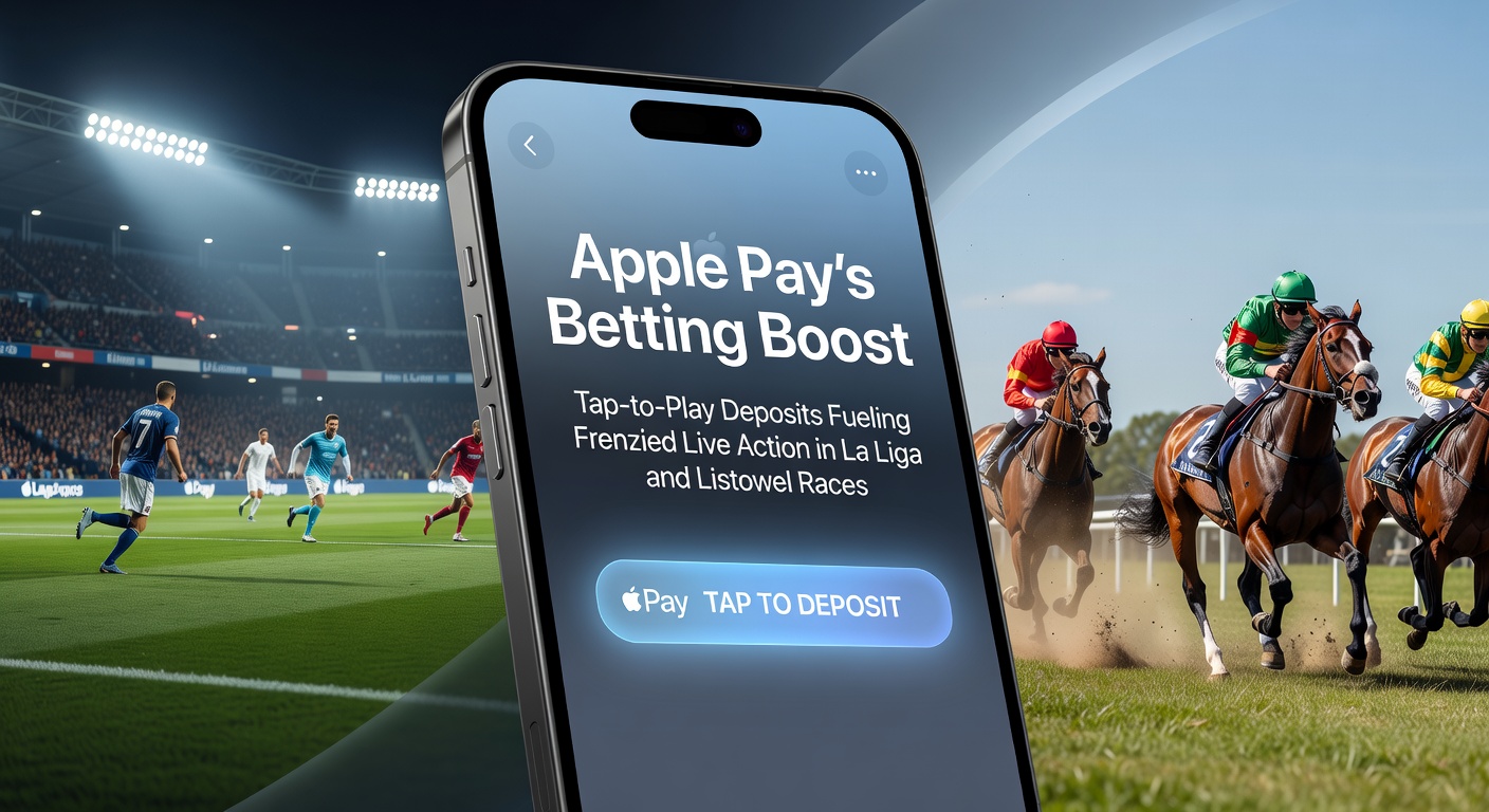 Smartphone displaying Apple Pay transaction during a live La Liga match, with betting app open showing in-play odds