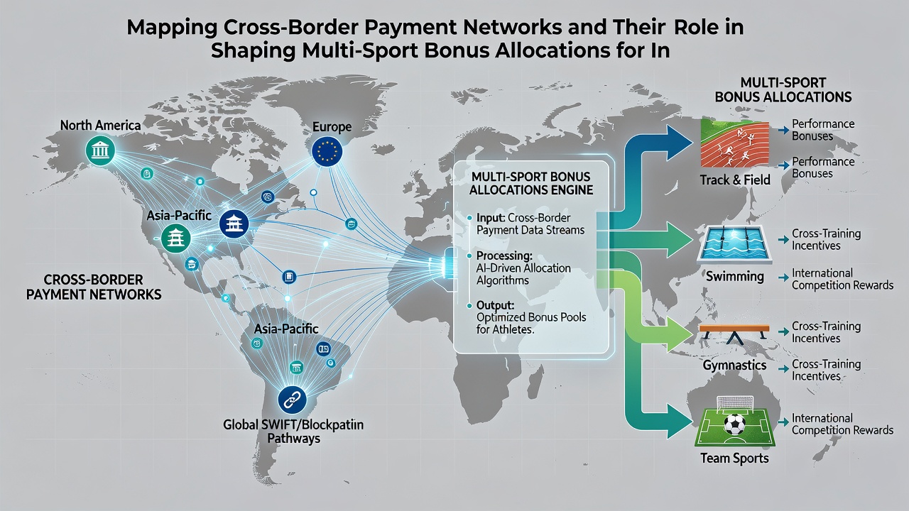 Flowchart showing how payment network routes connect to bonus allocation engines for various international sports betting markets