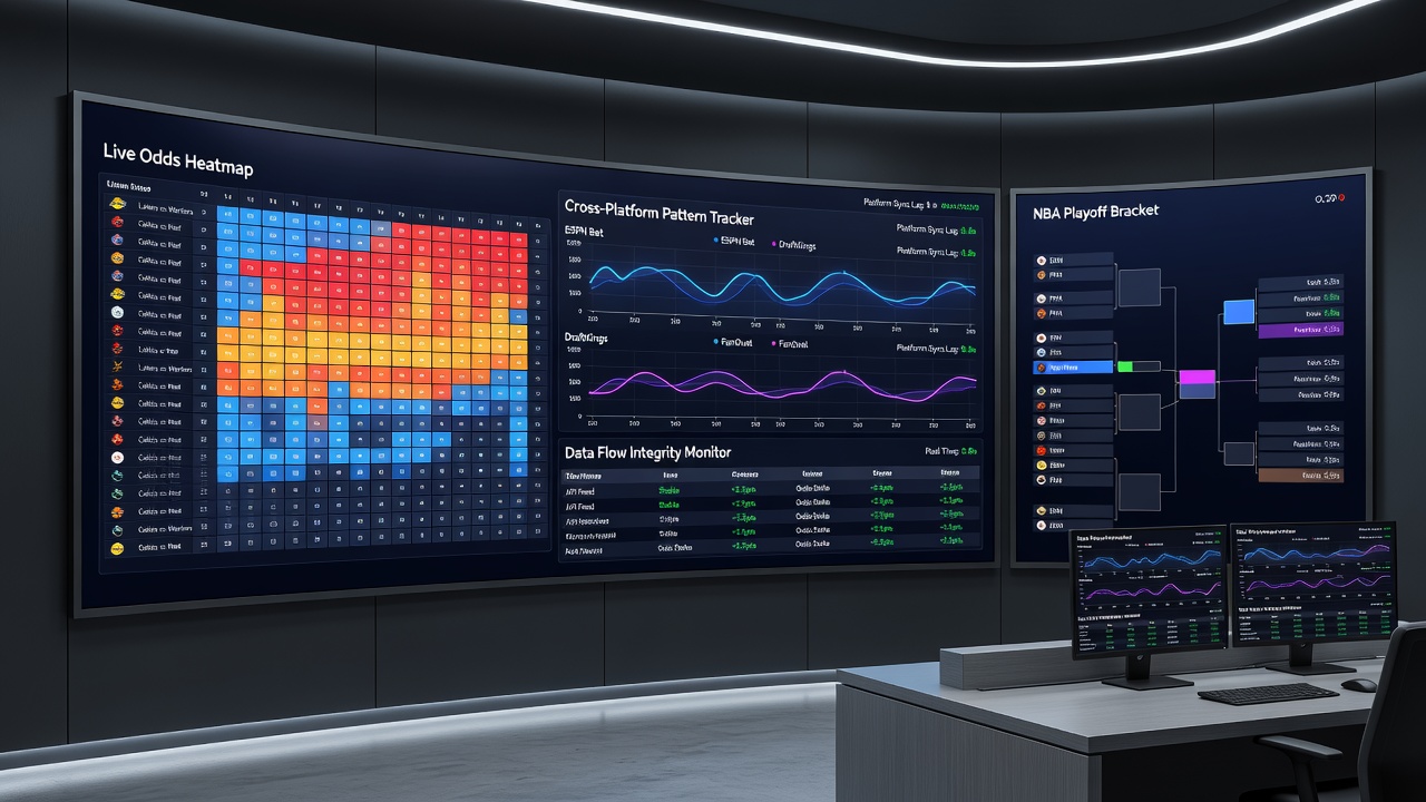 Chart illustrating synchronized odds adjustments on multiple betting sites during an NBA playoff game in 2026