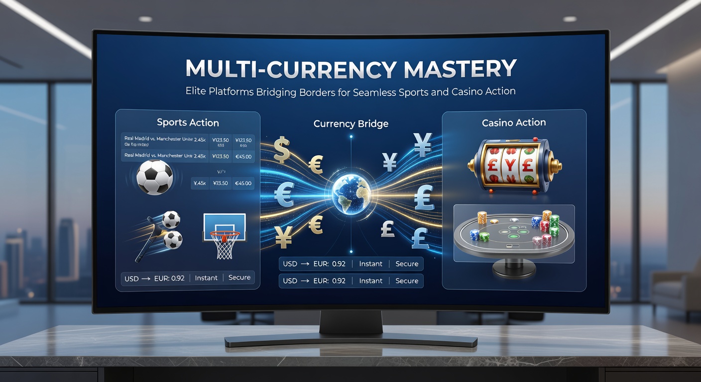 Screenshot of a betting app dashboard showing multiple currency options, deposit buttons, and live odds for international sports events