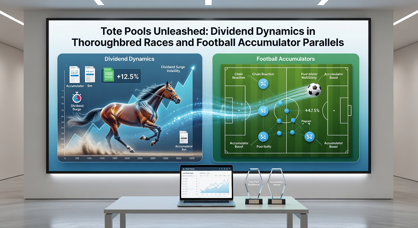 Vibrant tote board at a bustling thoroughbred racetrack showing live dividend calculations amid cheering crowds