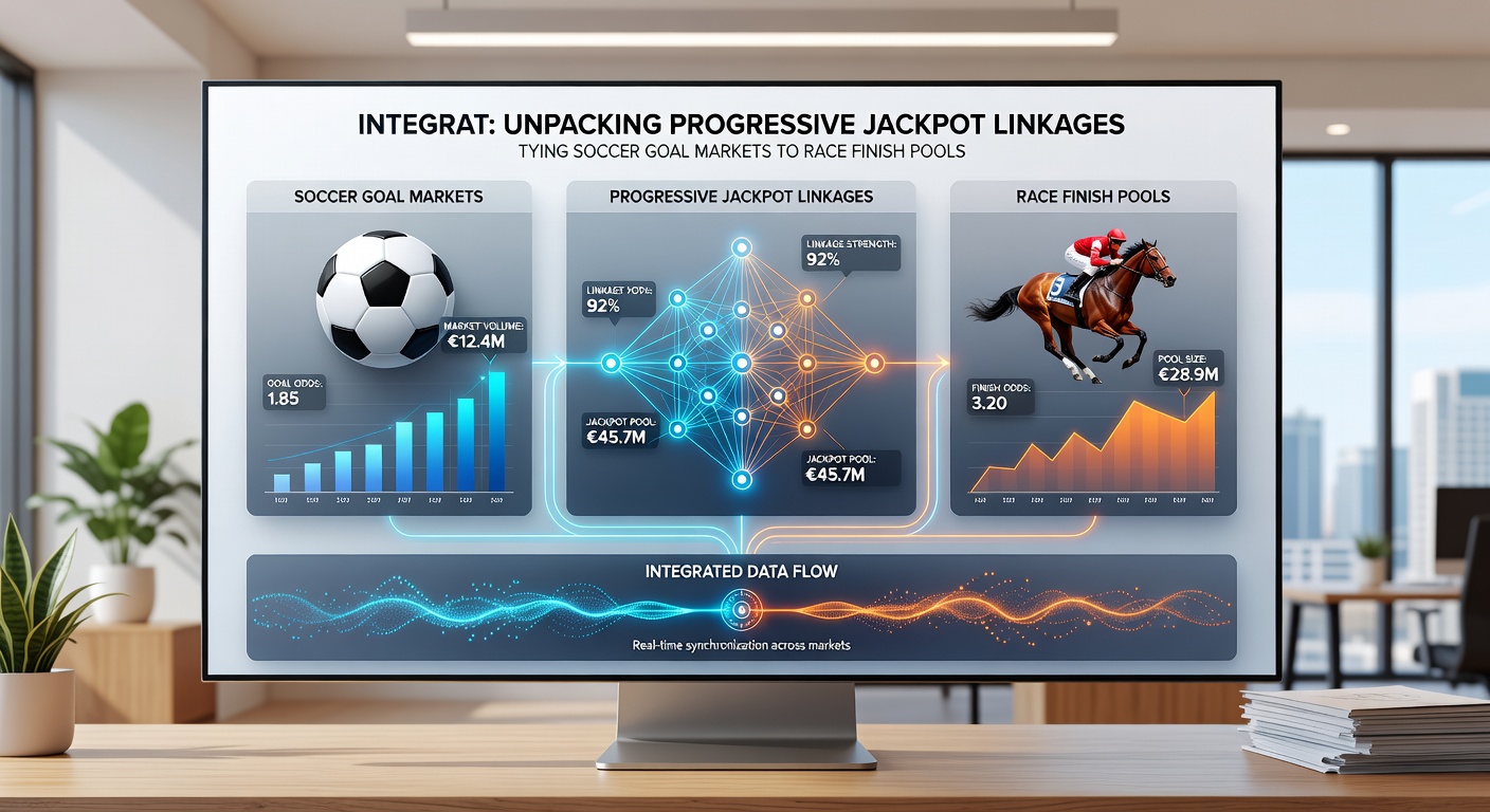 Dashboard view of linked progressive jackpots showing real-time contributions from soccer and racing bets
